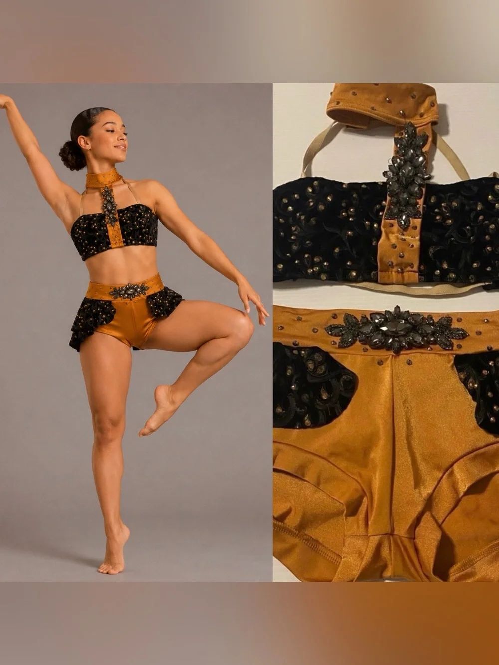 Reverence Custom Solo Dance Costume 2 Piece Orange contemporary jazz LC child